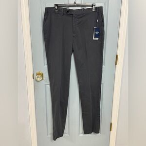 Hart Schaffner Marx Slate Gray Khaki Flex Cotton NY Fit Pants 40 R Unhemmed NWT